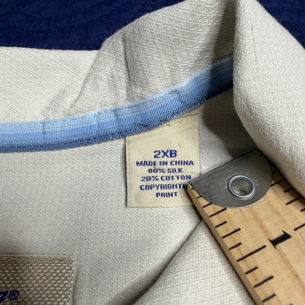 Tommy Bahama Mens 2XB Ivory Silk Cotton Marlin Tropical Hawaiian Fish Shirt Read - Picture 4 of 7